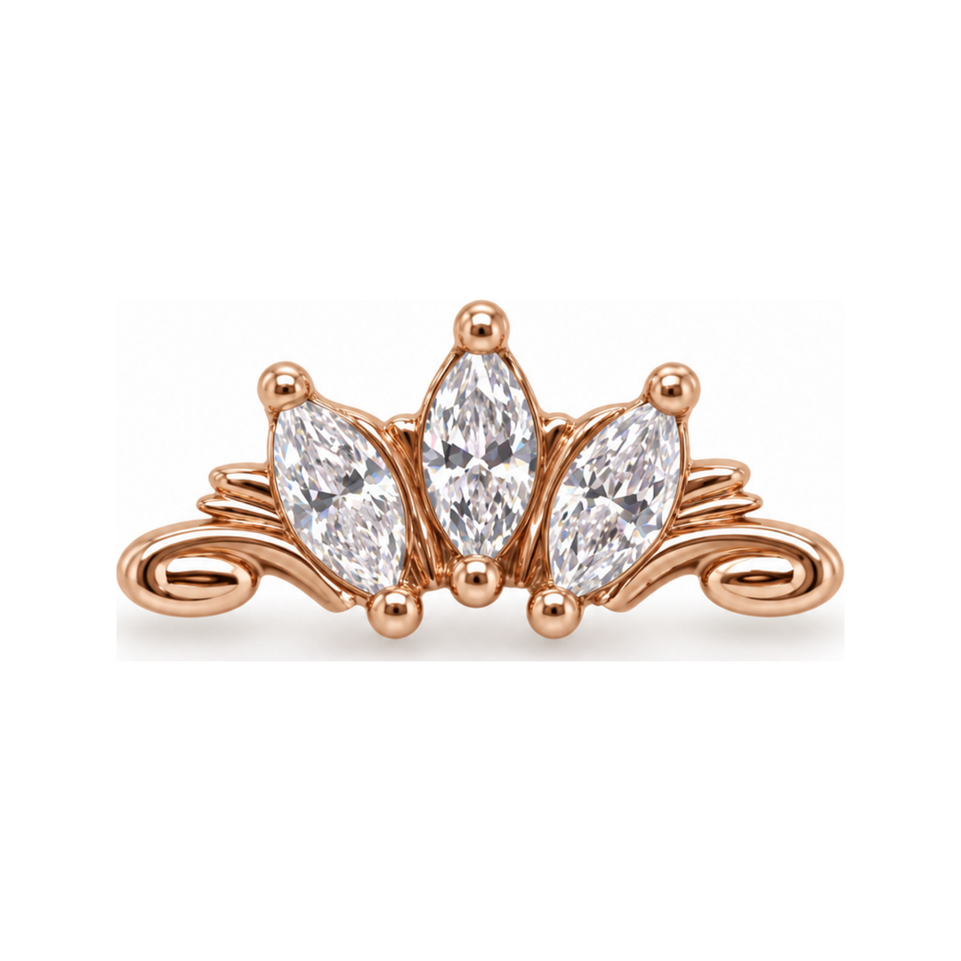 Grandeur CZ 16g Threaded End 14k (T11/12/13) AuAdore — Rose Gold