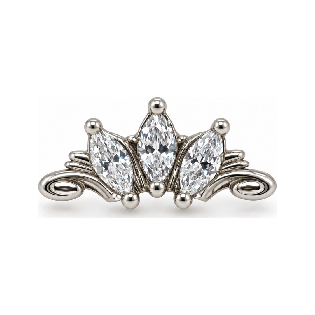 Grandeur CZ 16g Threaded End 14k (T11/12/13) AuAdore — White Gold