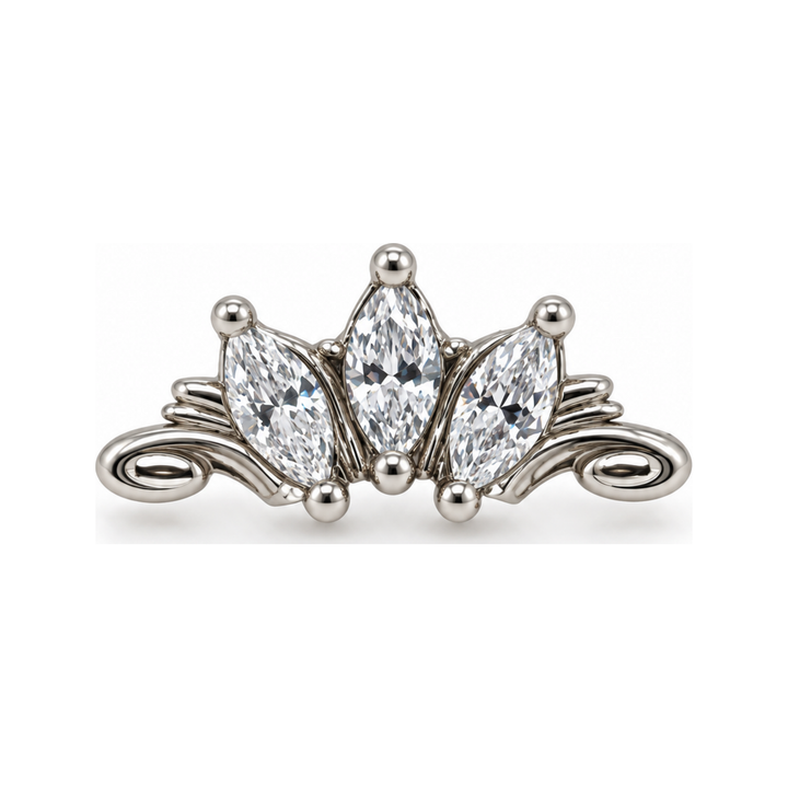 Grandeur CZ 16g Threaded End 14k (T11/12/13) AuAdore — White Gold