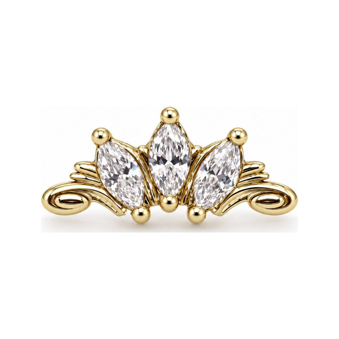 Grandeur CZ 16g Threaded End 14k (T11/12/13) AuAdore — Yellow Gold