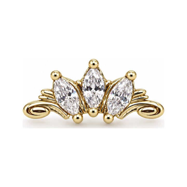 Grandeur CZ 16g Threaded End 14k (T11/12/13) AuAdore — Yellow Gold