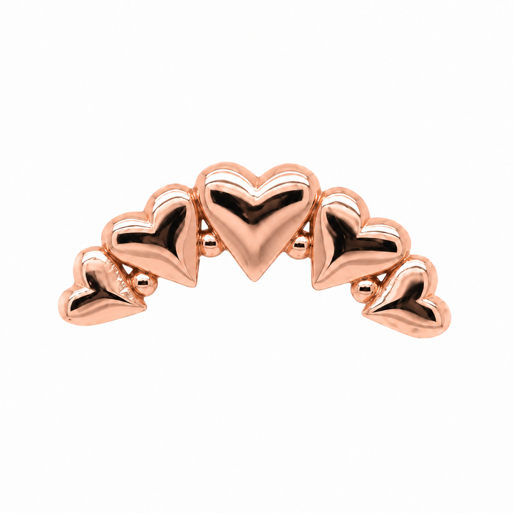 AuAdore Heart Curve Threadless End in polished 14k rose gold on a white background.