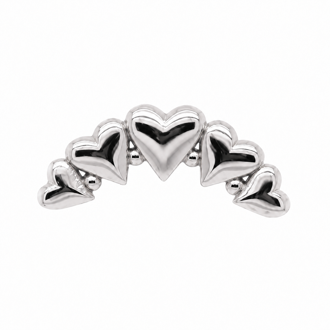 AuAdore Heart Curve Threadless End in polished 14k white gold on a white background.