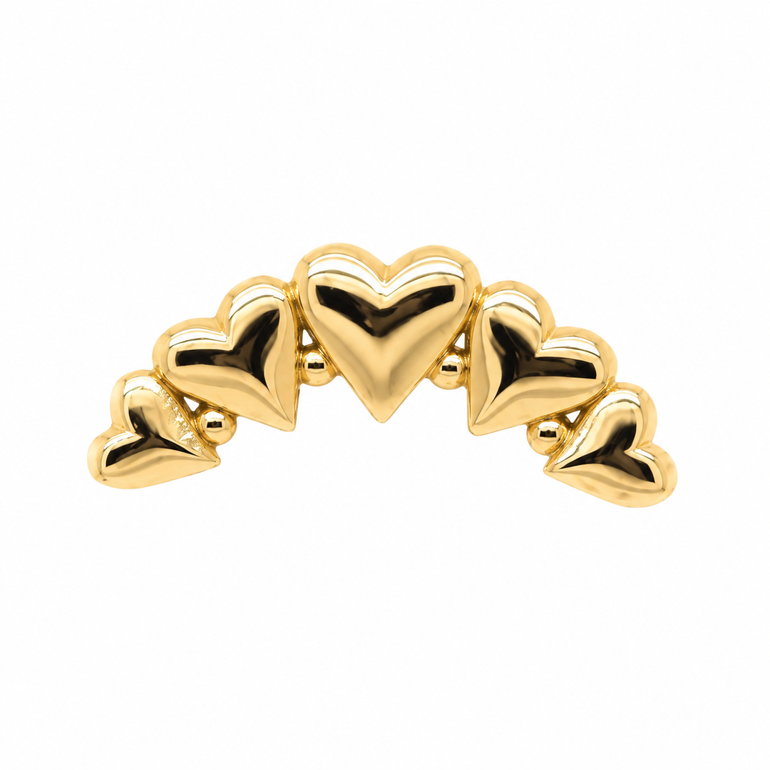 AuAdore Heart Curve Threadless End in polished 14k yellow gold on a white background.