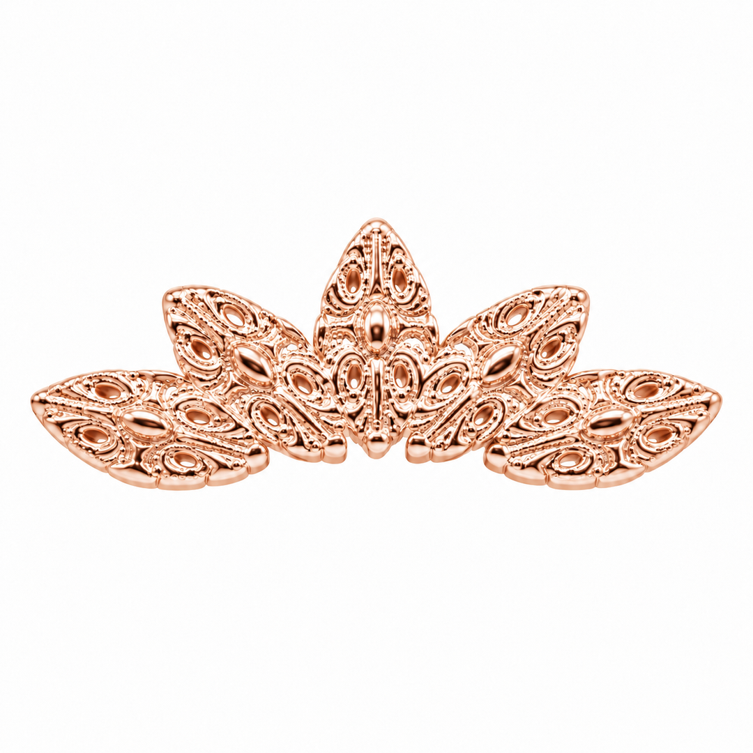 AuAdore Honesty Curve Threadless End in polished 14k rose gold on a white background.