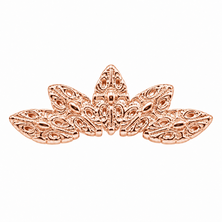AuAdore Honesty Curve Threadless End in polished 14k rose gold on a white background.