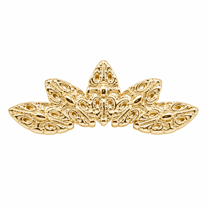 AuAdore Honesty Curve Threadless End in polished 14k yellow gold on a white background.