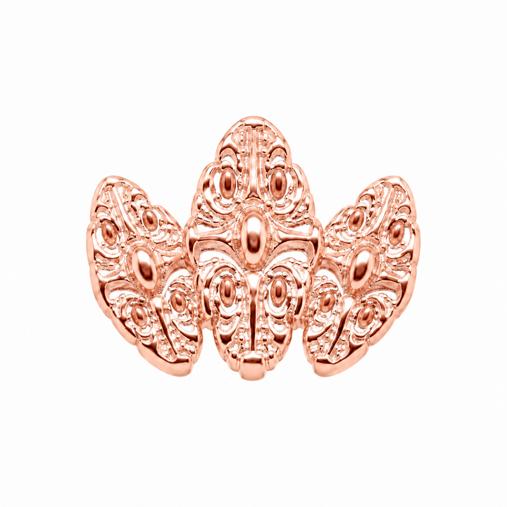 AuAdore Honesty Fan Large Threadless End in polished 14k rose gold on a white background.