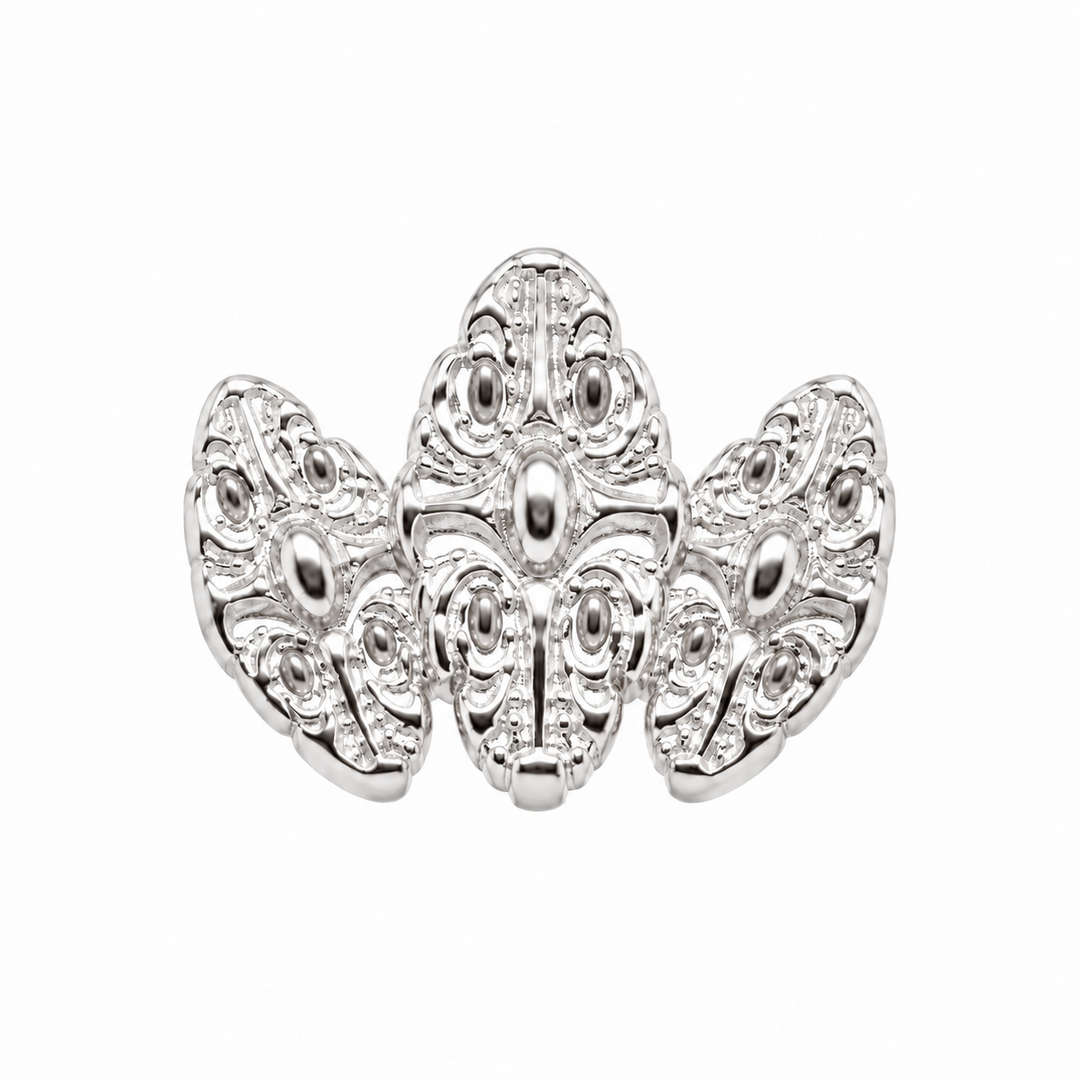 AuAdore Honesty Fan Large Threadless End in polished 14k white gold on a white background.