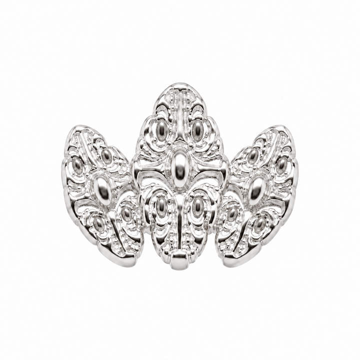 AuAdore Honesty Fan Large Threadless End in polished 14k white gold on a white background.