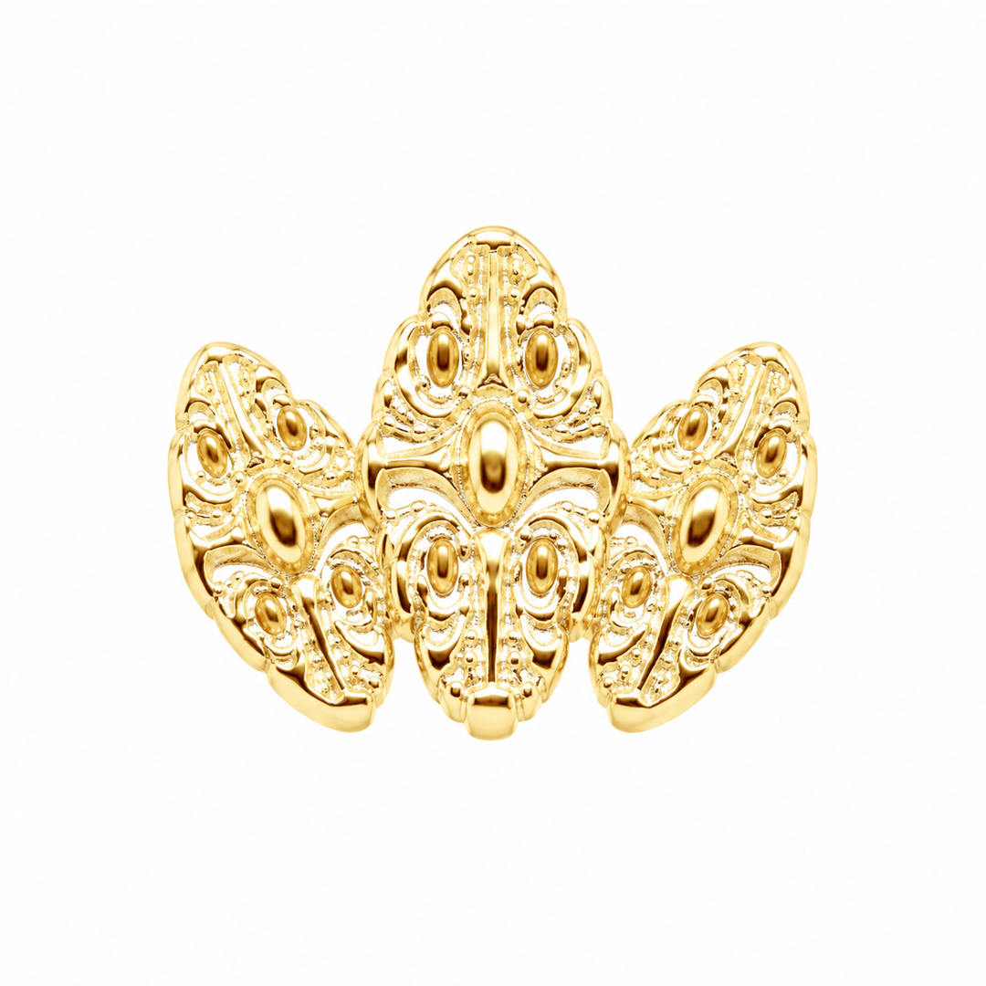 AuAdore Honesty Fan Large Threadless End in polished 14k yellow gold on a white background.