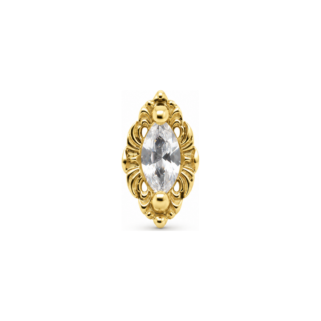 Honor CZ Threadless End 14k (T15) AuAdore — Yellow Gold