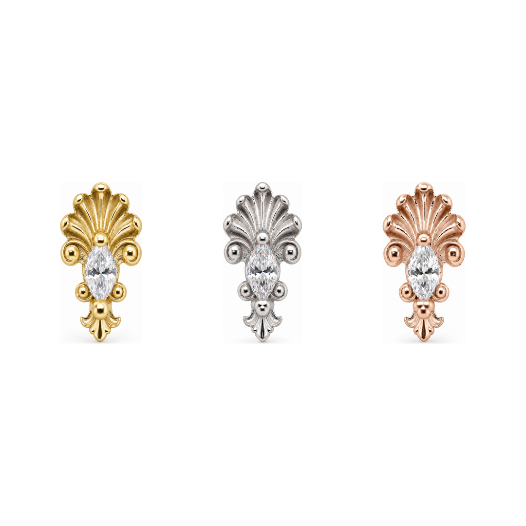 J.G.W. White Diamond Threadless End 14k (T5) AuAdore — Yellow, White, and Rose Gold comparison