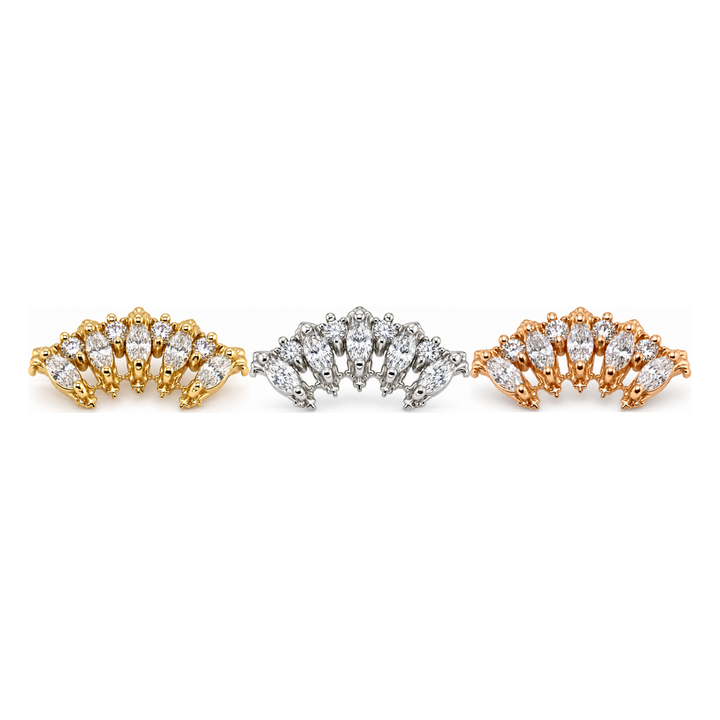 Lady Jane CZ Threaded End 14k AuAdore — Yellow, White, and Rose Gold comparison