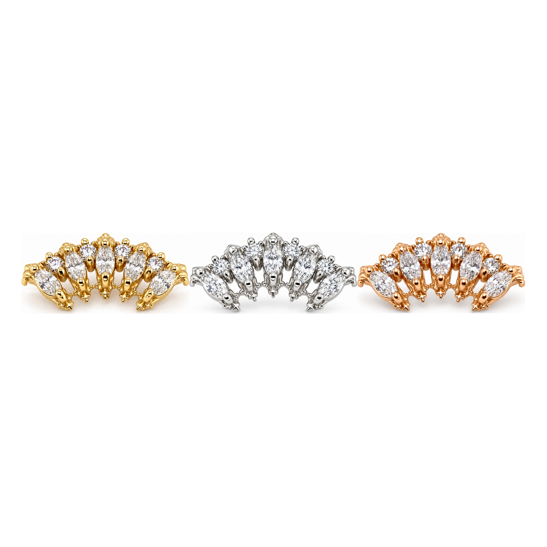 Lady Jane White Diamond Threadless End 14k AuAdore — Yellow, White, and Rose Gold comparison