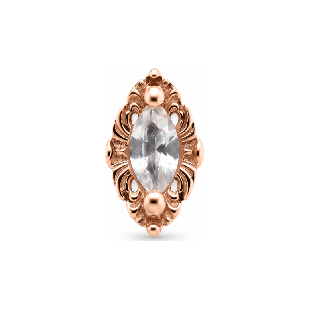 Large Honor CZ Threadless End 14k (T15) AuAdore — Rose Gold