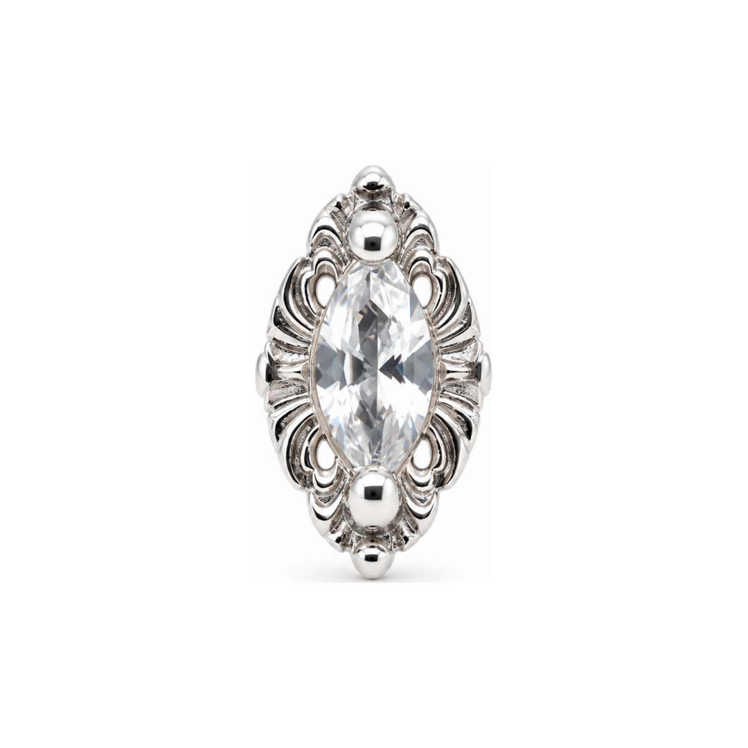 Large Honor CZ Threadless End 14k (T15) AuAdore — White Gold