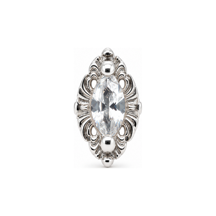 Large Honor CZ Threadless End 14k (T15) AuAdore — White Gold