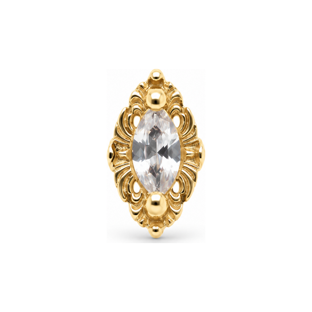 Large Honor CZ Threadless End 14k (T15) AuAdore — Yellow Gold