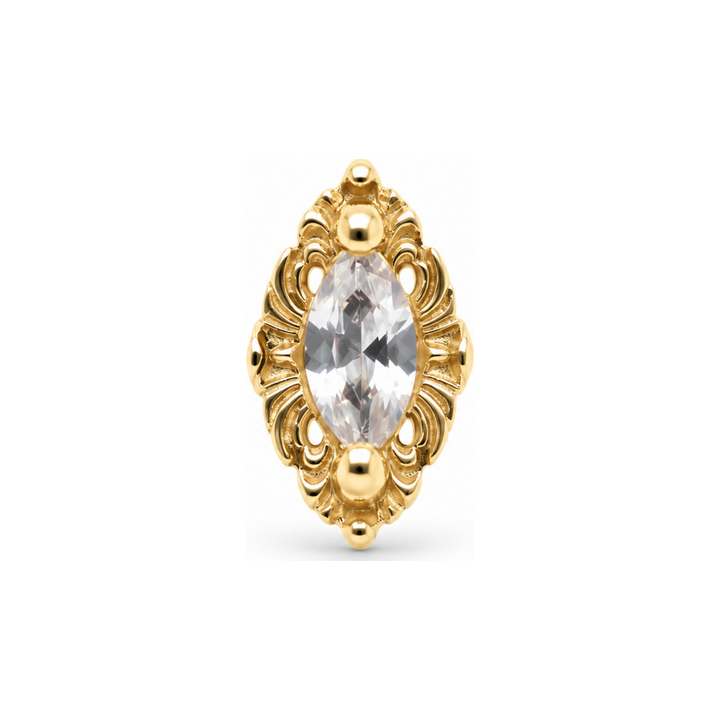 Large Honor CZ Threadless End 14k (T15) AuAdore — Yellow Gold