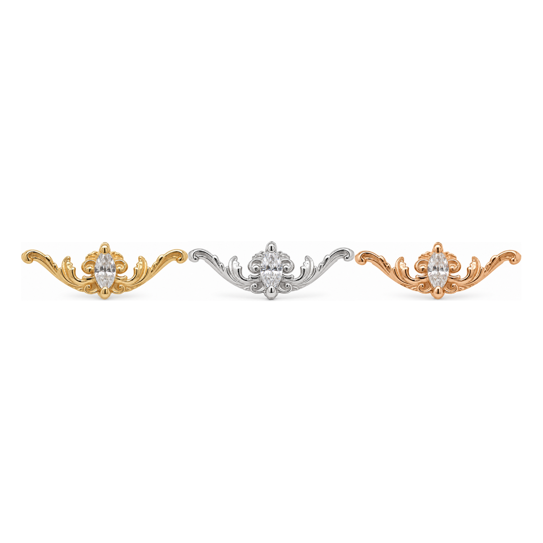 Le Cour Diamond Threadless End 14K AuAdore — Yellow, White, and Rose Gold comparison