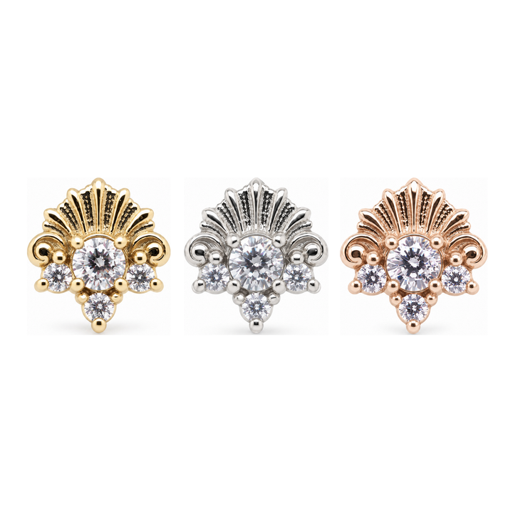 Lennox CZ Threadless End 14k AuAdore — Yellow, White, and Rose Gold comparison