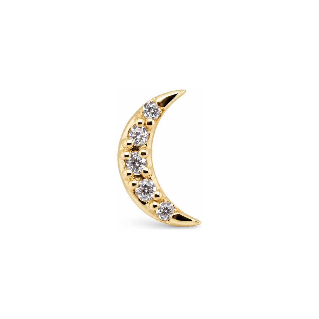 Lunar Deity CZ Threadless End 14k (T15) AuAdore — Yellow Gold