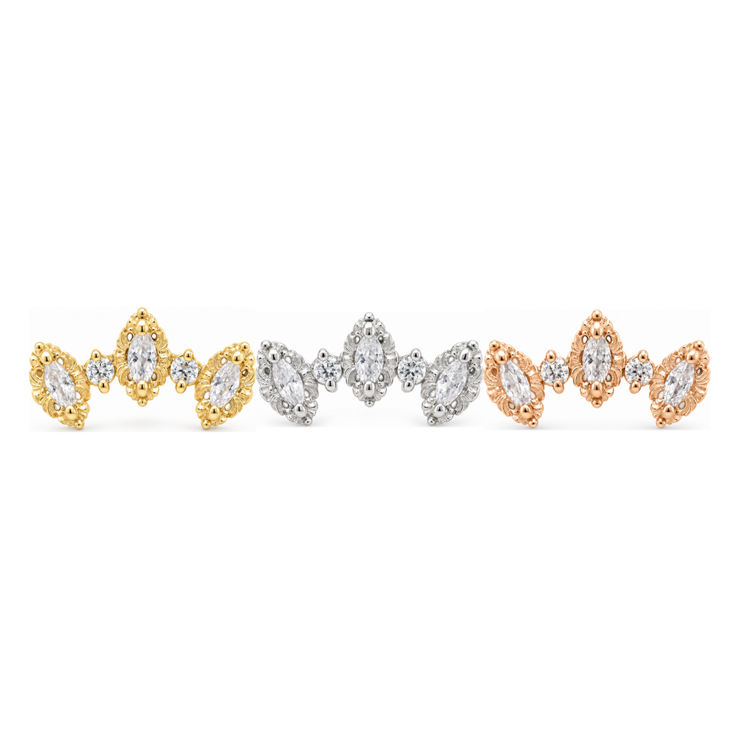 Majesty Genuine Diamond Threadless End 14k (T7) AuAdore — Yellow, White, and Rose Gold comparison
