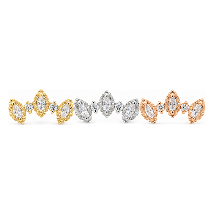 Majesty Genuine Diamond Threadless End 14k (T7) AuAdore — Yellow, White, and Rose Gold comparison