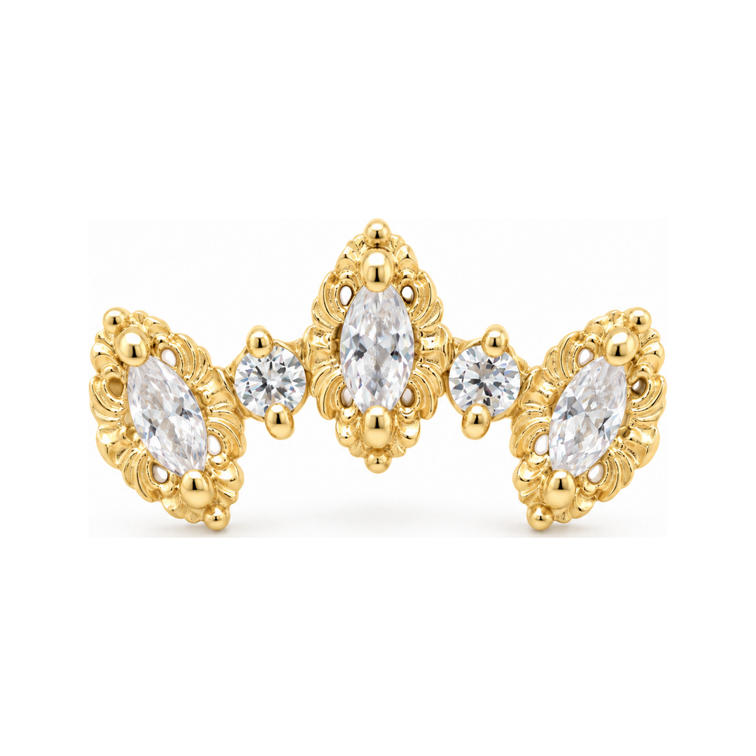 Majesty Genuine Diamond Threaded End 14k AuAdore — Yellow Gold