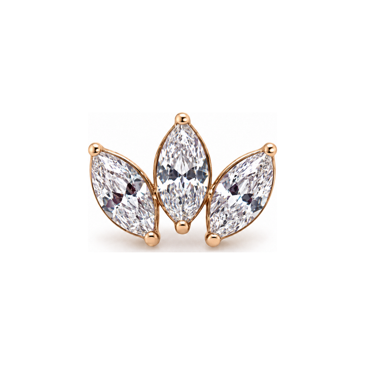 Marquise 3 Fan 4x2mm CZ Threadless End 14k AuAdore — Rose Gold