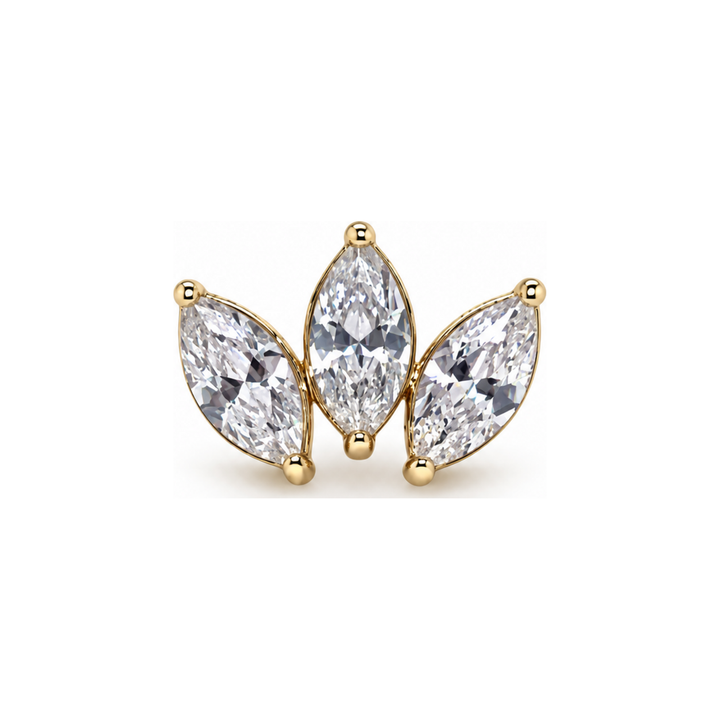Marquise 3 Fan 4x2mm CZ Threadless End 14k AuAdore — Yellow Gold