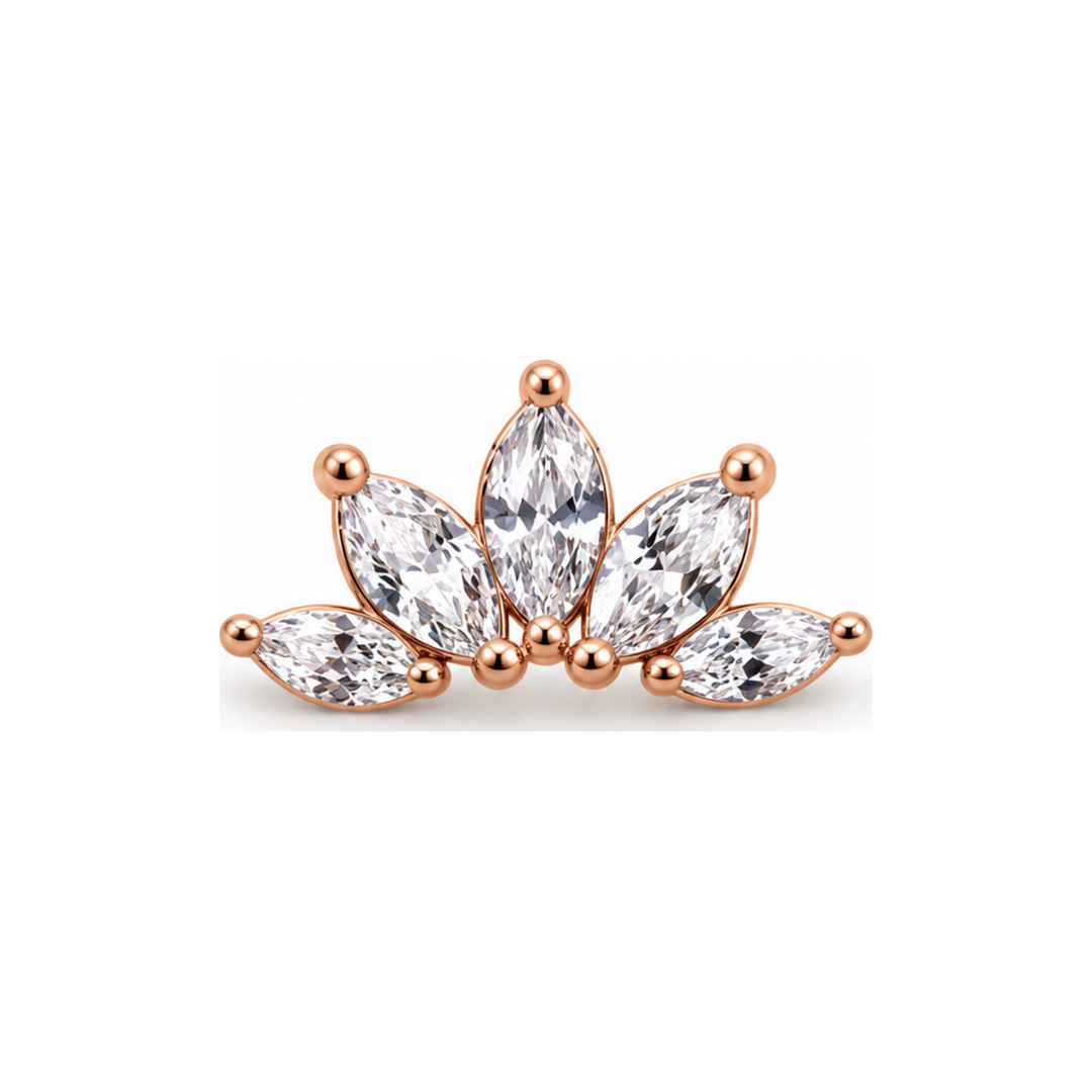 Marquise 5 Fan CZ Threadless End 14k AuAdore — Rose Gold