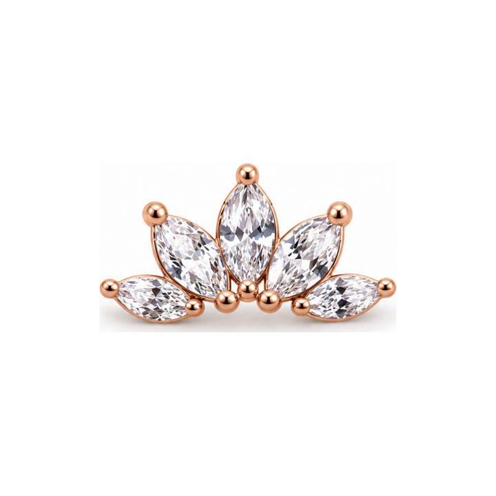 Marquise 5 Fan CZ Threadless End 14k AuAdore — Rose Gold