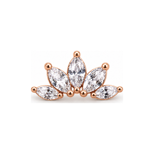 Marquise 5 Fan CZ Threadless End 14k AuAdore — Rose Gold