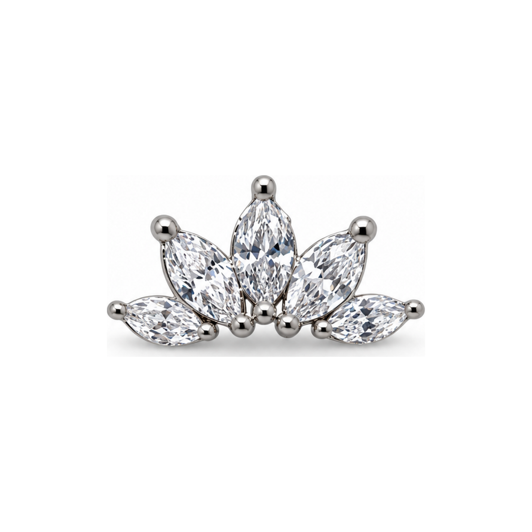 Marquise 5 Fan CZ Threadless End 14k AuAdore — White Gold