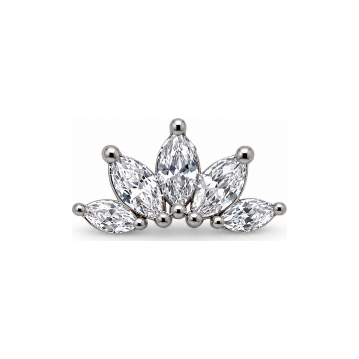 Marquise 5 Fan CZ Threadless End 14k AuAdore — White Gold