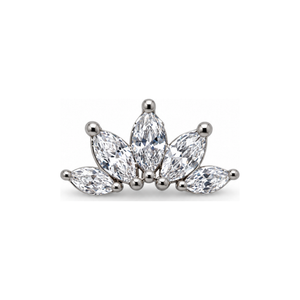 Marquise 5 Fan CZ Threadless End 14k AuAdore — White Gold