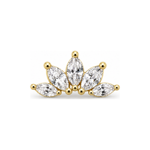 Marquise 5 Fan CZ Threadless End 14k AuAdore — Yellow Gold