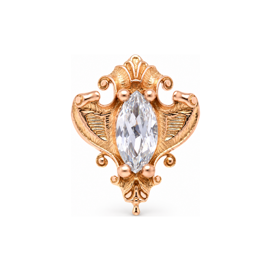 Matriarch White Diamond Threadless End 14k AuAdore — Rose Gold