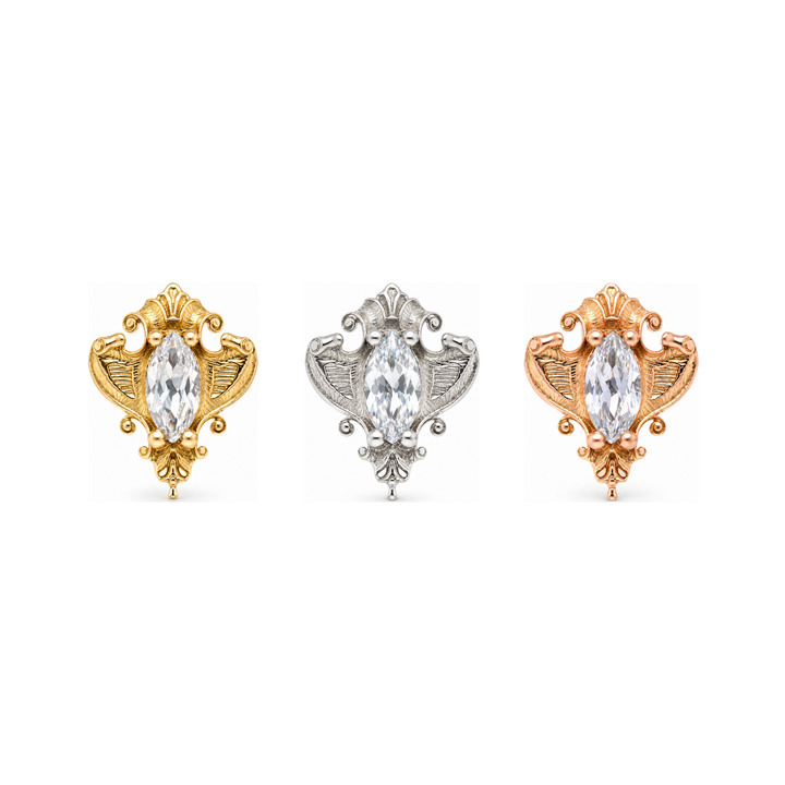 Matriarch CZ Threadless End 14k AuAdore — Yellow, White, and Rose Gold comparison