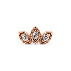 Milgrain 3 Fan CZ Threadless End 14k AuAdore — Rose Gold