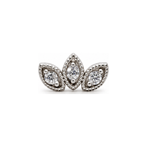 Milgrain 3 Fan CZ Threadless End 14k AuAdore — White Gold