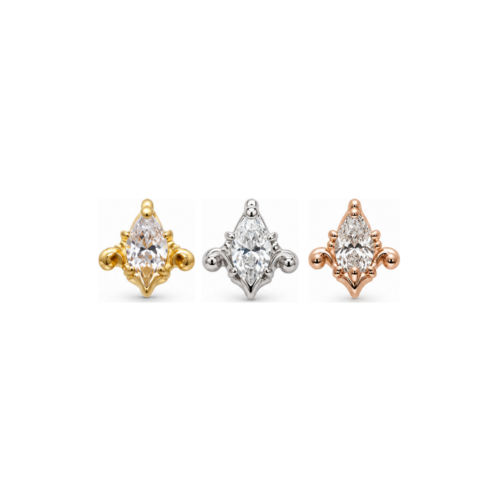 Mini Awakening CZ 14k End (T15) AuAdore — Yellow, White, and Rose Gold comparison