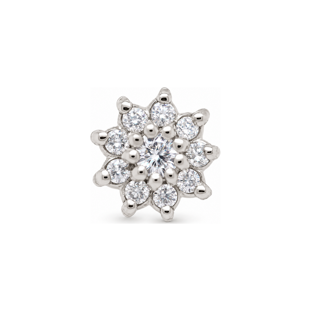 Mini Dahlia CZ Threadless End 14k AuAdore — White Gold