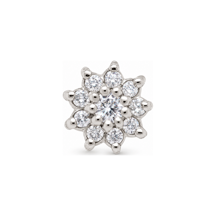 Mini Dahlia CZ Threadless End 14k AuAdore — White Gold