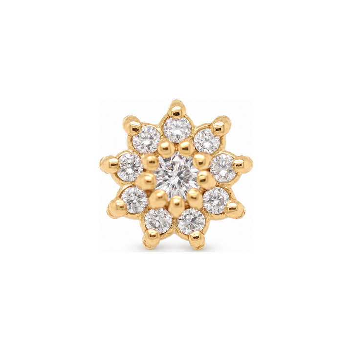 Mini Dahlia CZ Threadless End 14k AuAdore — Yellow Gold
