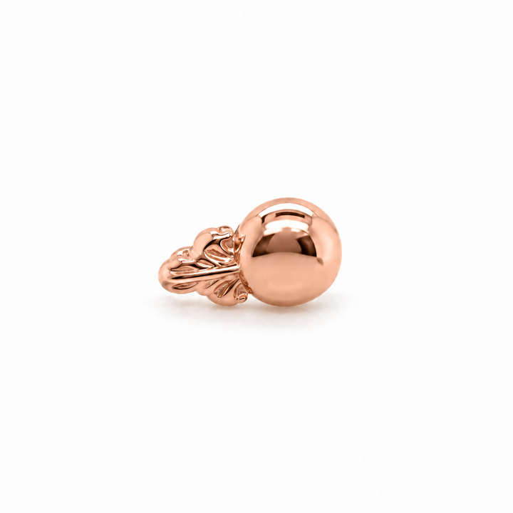 AuAdore Odette 1 Threadless End in polished 14k rose gold on a white background.
