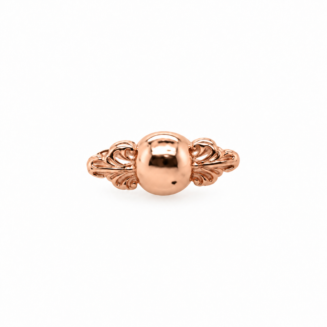 AuAdore Odette 2 Threadless End in polished 14k rose gold on a white background.
