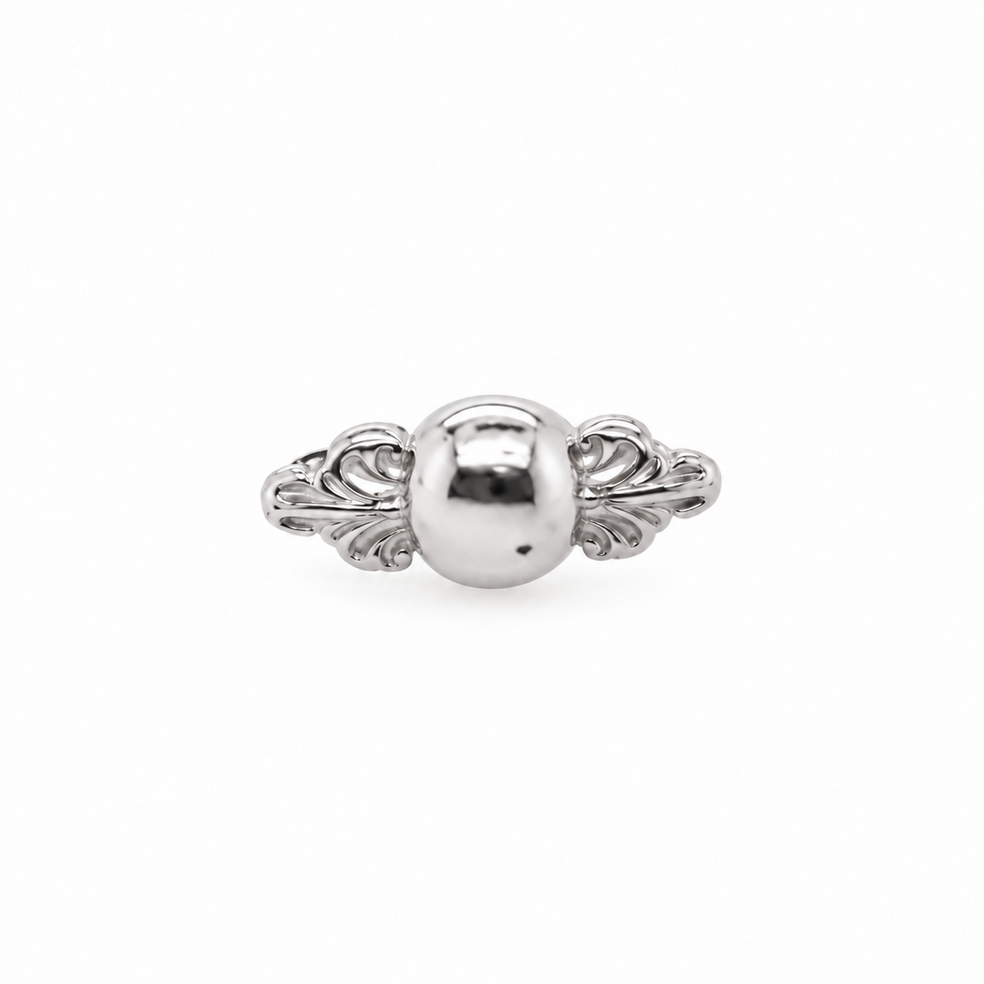 AuAdore Odette 2 Threadless End in polished 14k white gold on a white background.